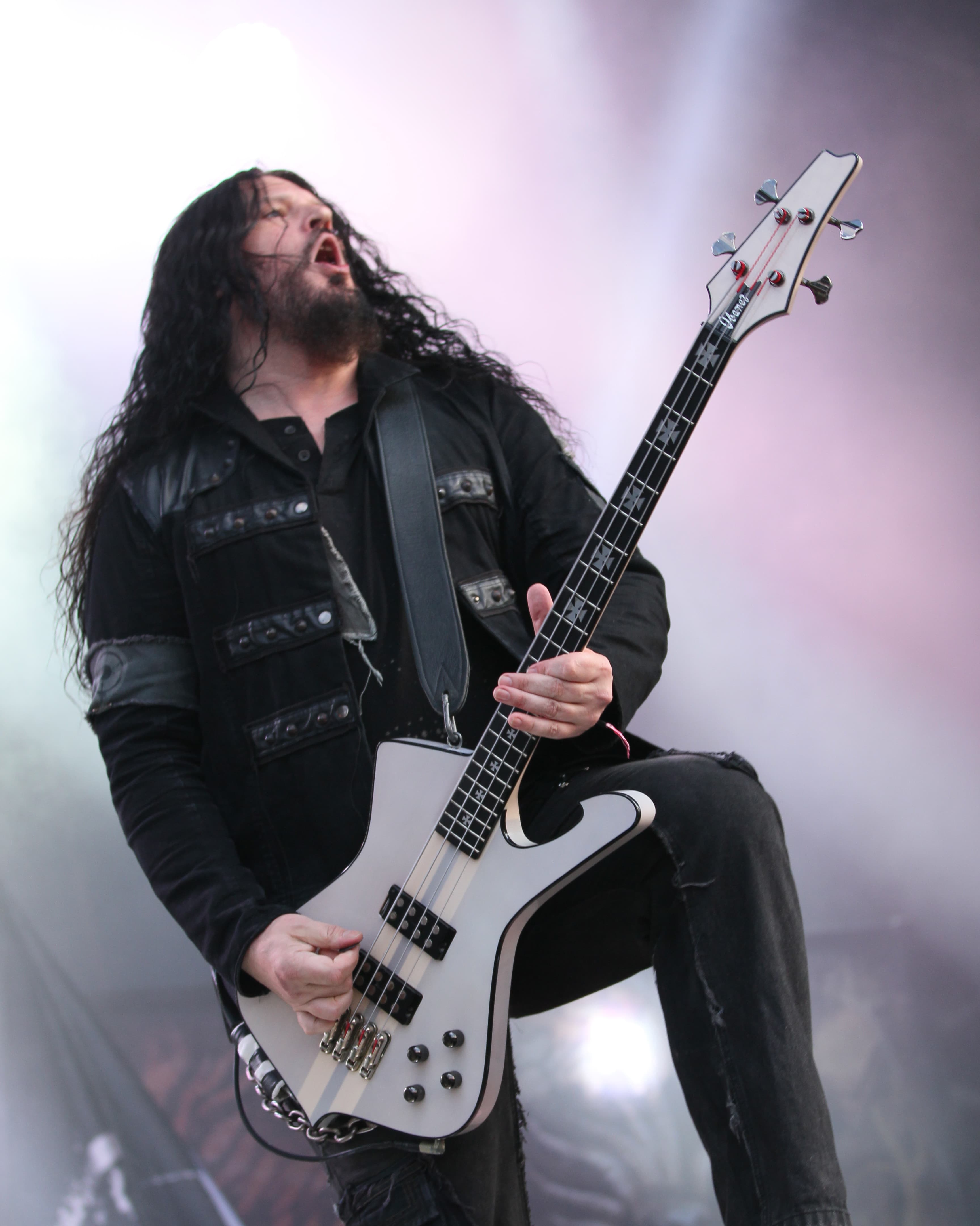 Sharlee D'Angelo performing with Arch Enemy at Rockharz Open Air in 2014